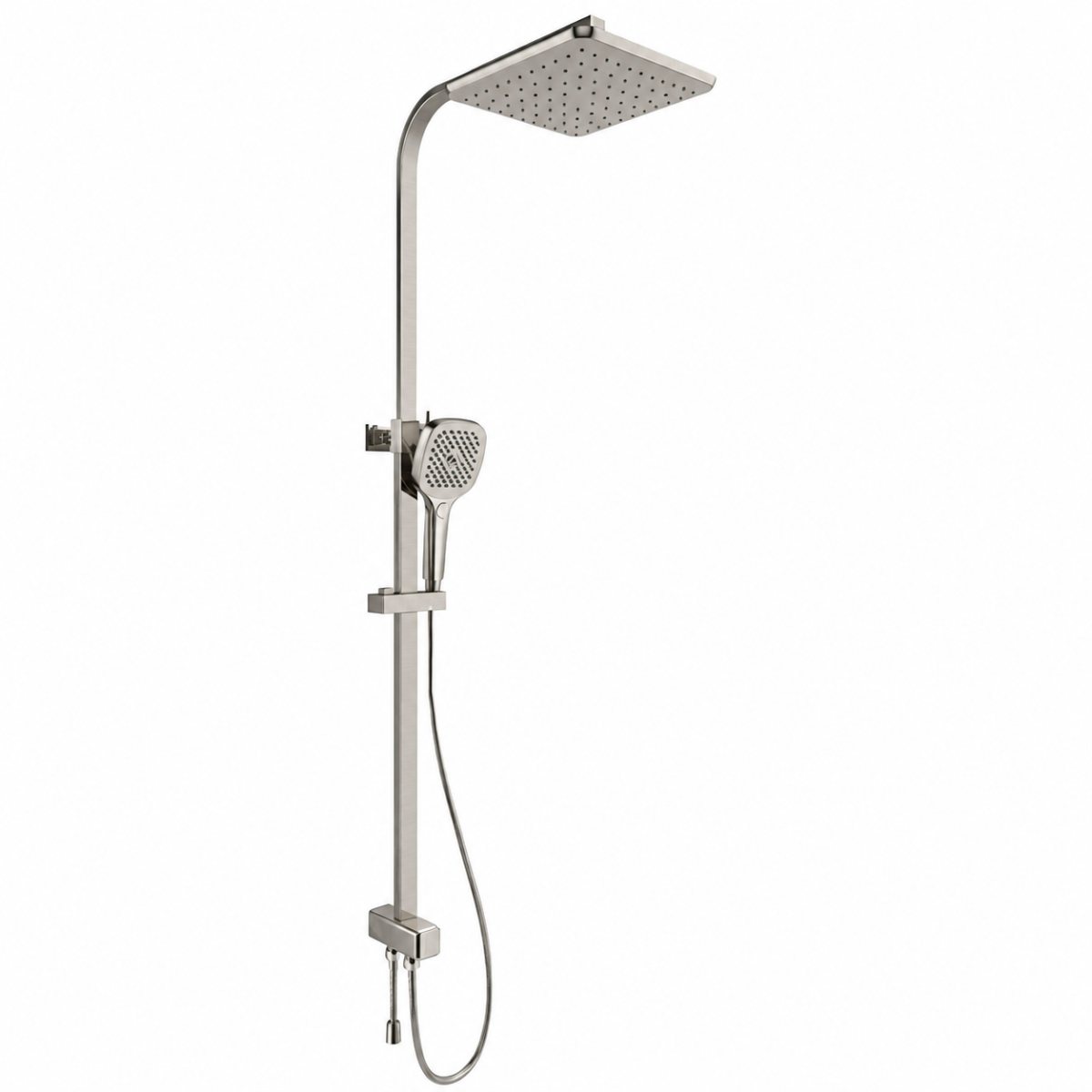 RAIN SQUARE PUSH BUTTON DUŞ BARI FIRÇALANMIŞ NİKEL