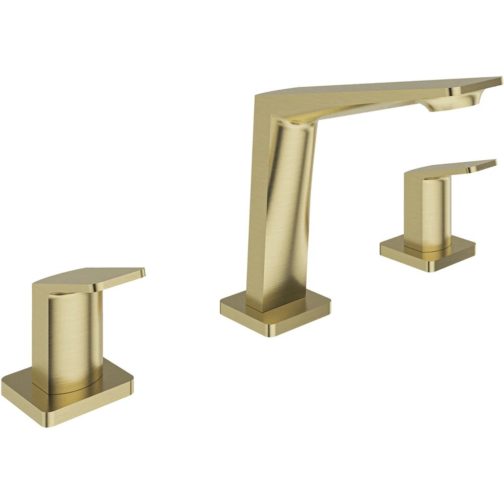 UNIQ 3 DELİKLİ LAVABO BATARYASI FIRÇALANMIŞ ALTIN