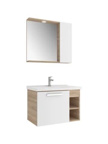MARE 80 CM SET BEYAZ-MEŞE (LAVABO DOLABI + YARIM DOLAP +AYNA)