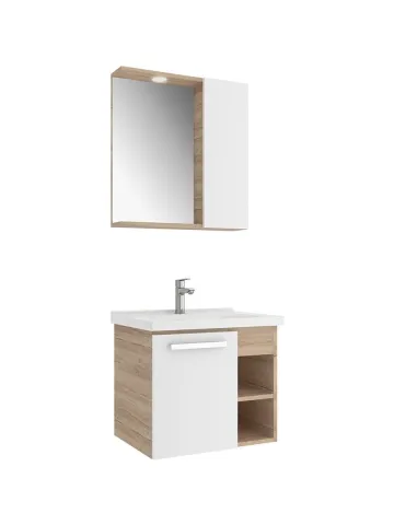MARE 65 CM SET BEYAZ-MEŞE (LAVABO DOLABI + YARIM DOLAP AYNA)