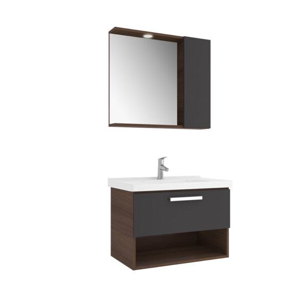 Kale Trevi 80 Cm Antrasit-Ceviz Banyo Dolabı Takımı