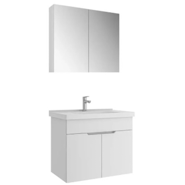 Kale Stora 80 Cm Parlak Beyaz Banyo Dolabı Takımı