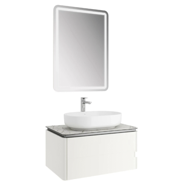 Kale Lotus 80 Cm Mat Beyaz-Pallisandro Banyo Dolabı Takımı