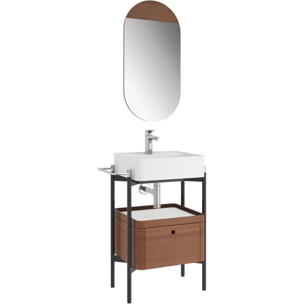 Kale Icon 2.0 Kare Set (Dolap+Ayna+Parlak Beyaz Lavabo+Sifon)